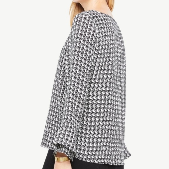 Ann Taylor Boatneck Black & White Floral Print Blouse - Picture 2 of 11